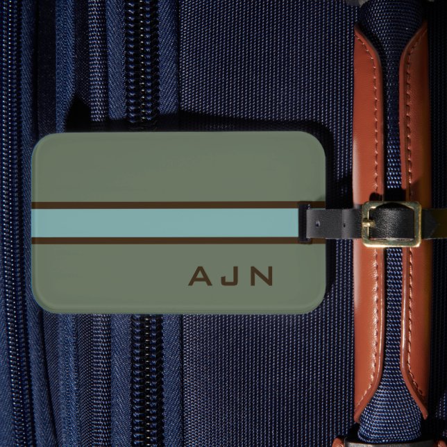 Monogrammed Dusty Green Luggage Tag (Front Insitu 4)
