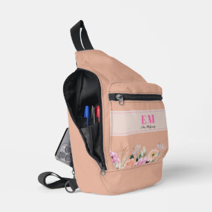 Monogrammed dusty pink floral sling bag