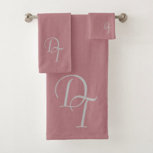 Monogrammed - dusty rose colour bath towel set