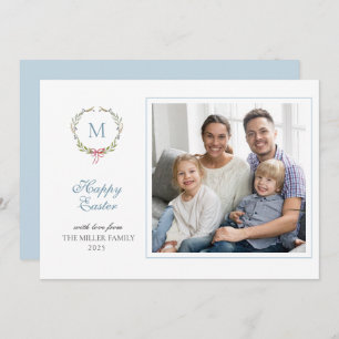 Monogrammed Easter photo greetings Card