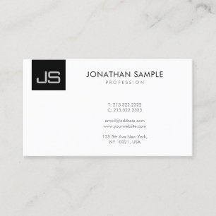 Monogrammed Elegant Black And White Modern Simple Business Card
