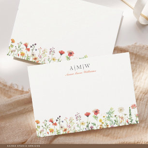 Monogrammed Elegant Boho Chic Note Card