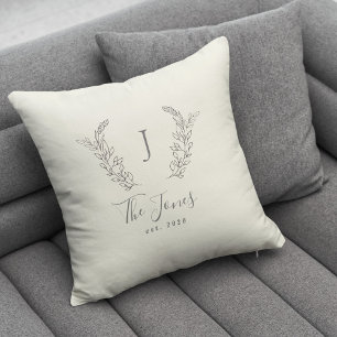 Monogrammed elegant chic family name cushion
