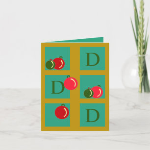 Monogrammed Elegant, Fun Christmas Ornaments Bingo Holiday Card