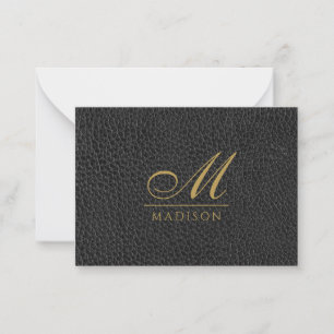 Monogrammed Elegant Gold Black Modern Card