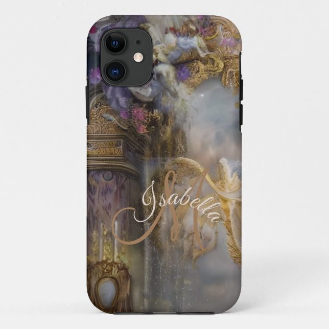 Monogrammed Elegant Heavenly Gold Gate, Gold Text Case-Mate iPhone Case (Back)