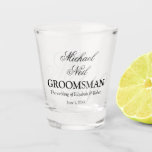 Monogrammed Elegant Minimalist Groomsman Gift Shot Glass<br><div class="desc">Elegant Minimalist Groomsman Gift Shot Glass</div>