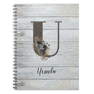 Monogrammed Elegant Modern Goth Black Rose U Noteb Notebook