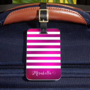 Monogrammed Elegant Pink Bright Luggage Tag