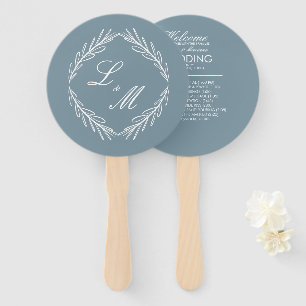 Monogrammed Elegant Script Branch Wedding Program Hand Fan