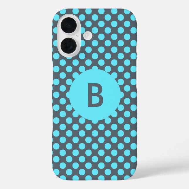 Monogrammed Elegant Turquoise Polka Dot Case-Mate iPhone Case (Back)