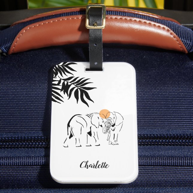 Monogrammed "Elephant Lover" Luggage Tag (Front Insitu 2)