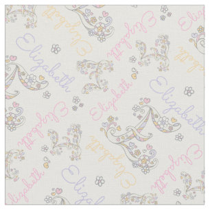 Monogrammed Elizabeth name and letter E fabric