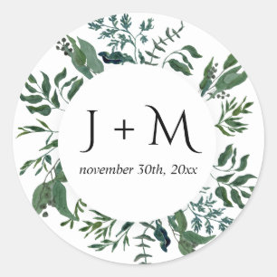 Monogrammed Envelope Seal Emerald Forest Foliage