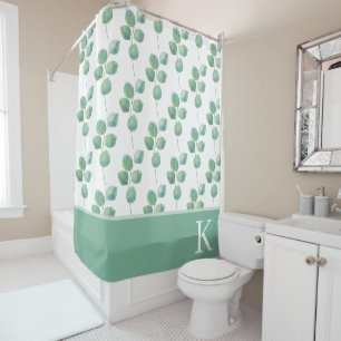 Monogrammed Eucalyptus Shower Curtain