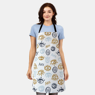 Monogrammed Evil Eye Pattern   Add Name Apron