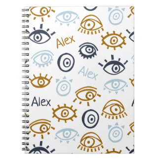 Monogrammed Evil Eye Pattern | Add Name Notebook