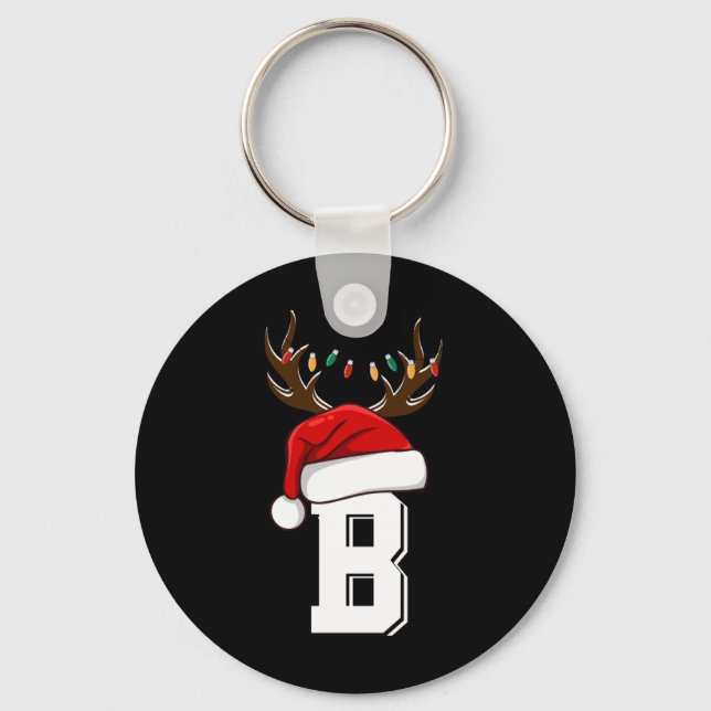 Monogrammed Family Christmas Matching Outfits  Key Ring (Front)