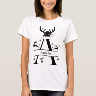 Monogrammed Family Christmas Personalise With Name T-Shirt