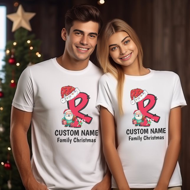 Monogrammed Family Christmas Personalise With Name T-Shirt (Creator Uploaded)