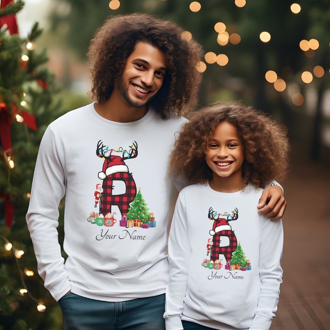 Monogrammed Family Christmas Personalise With Name T-Shirt (Creator Uploaded)