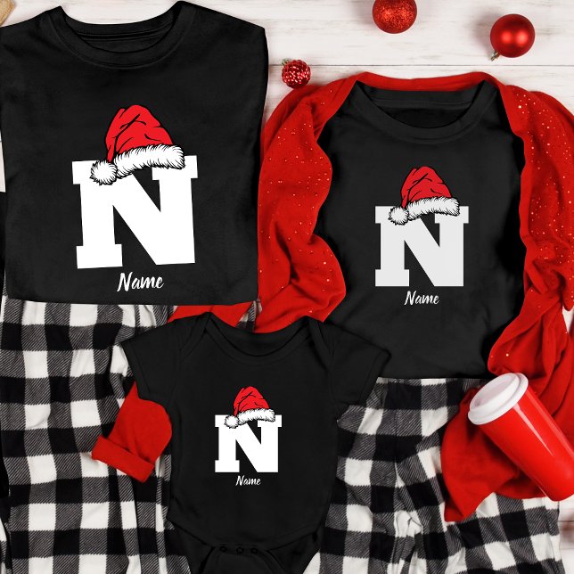 Monogrammed Family Christmas Personalise With Name T-Shirt (Creator Uploaded)