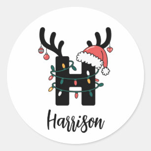 Monogrammed Family Christmas  Personalised Holiday Classic Round Sticker