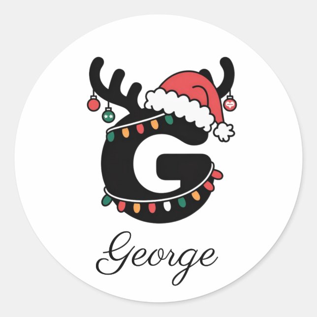 Monogrammed Family Christmas |Personalised Holiday Classic Round Sticker (Front)