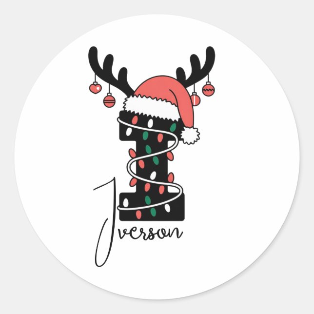 Monogrammed Family Christmas |Personalised Holiday Classic Round Sticker (Front)