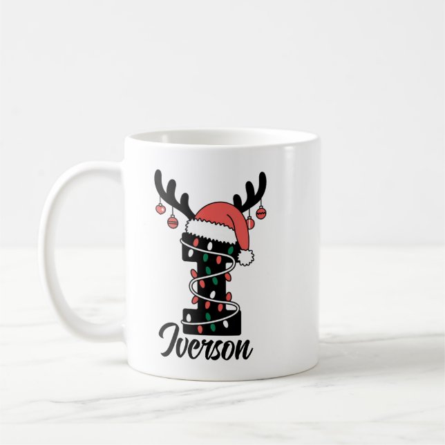 Monogrammed Family Christmas |Personalised Holiday Coffee Mug (Left)
