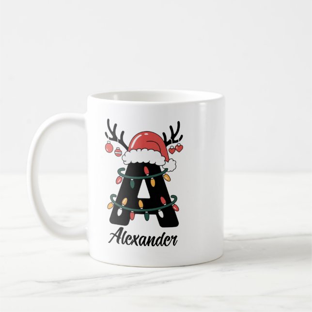 Monogrammed Family Christmas |Personalised Holiday Coffee Mug (Left)
