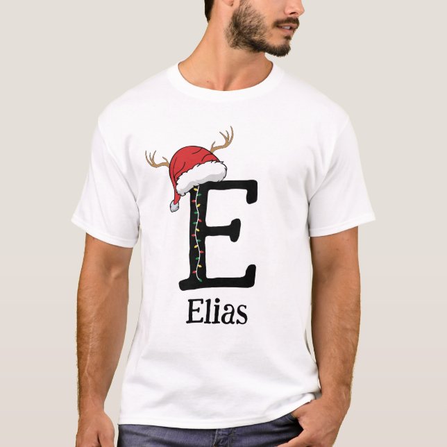 Monogrammed Family Christmas Personalize With Name T-Shirt (Front)