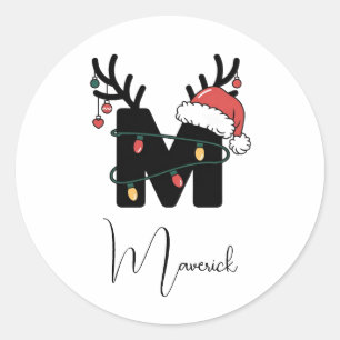 Monogrammed Family Christmas  Personalized Holiday Classic Round Sticker