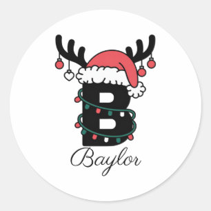 Monogrammed Family Christmas  Personalized Holiday Classic Round Sticker