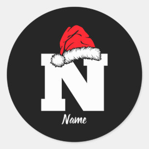Monogrammed Family Christmas With Name Classic Round Sticker