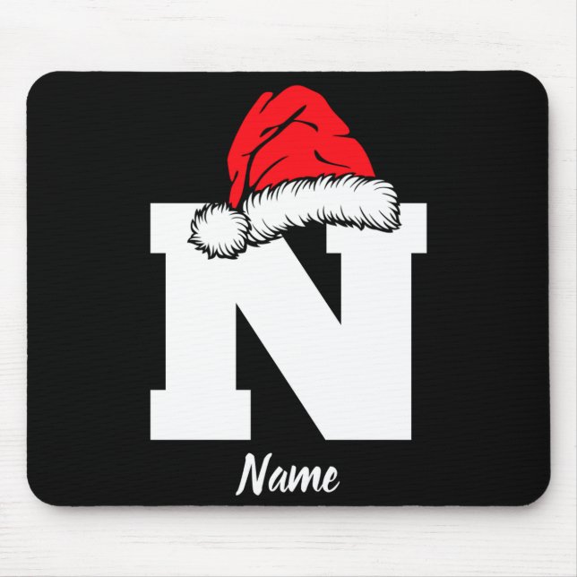 Monogrammed Family Christmas With Name  Mouse Pad (Front)