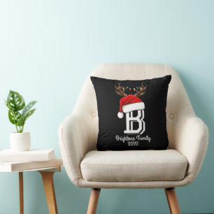 Monogrammed Family Name Santa Claus Christmas Cushion