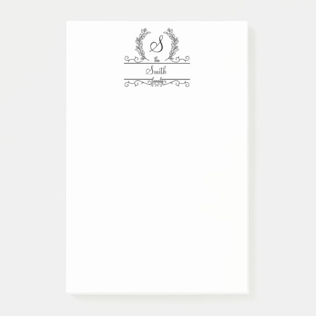 Monogrammed Family Name Script  Post-it Notes (Front)