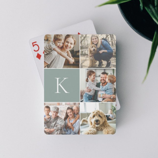 Monogrammed Family Photo Collage Playing Cards (Creator Uploaded)