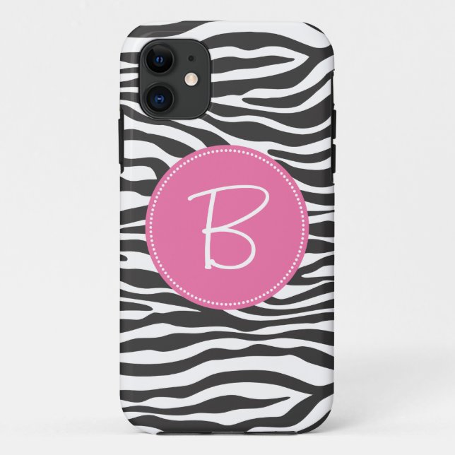 Monogrammed Fashion Zebra Print Case-Mate iPhone Case (Back)