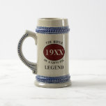 Monogrammed Father Birthday Legend Any Year Name Beer Stein<br><div class="desc">Fun any year "Birth Of A Legend" beer stein for that special dad. Add the year, name and initial as desired in the template fields creating a unique 40th, 50th, 60th or any birthday celebration accessory. Team this up with the matching gifts, party accessories, and clothing available in our store...</div>