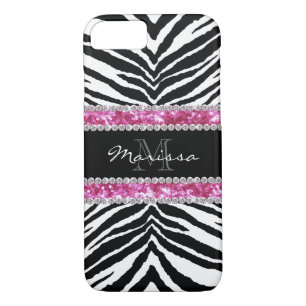 Monogrammed Faux Glitter Bling Rhinestone Girl's iPhone 8/7 Case