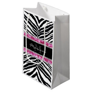 Monogrammed Faux Glitter Bling Rhinestone Girl's Small Gift Bag