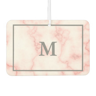 Monogrammed Faux Pink Marble Car Air Freshener