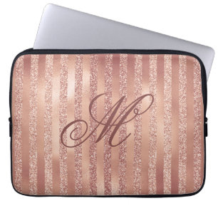 Monogrammed Faux Rose Gold Laptop Sleeve 13 inch