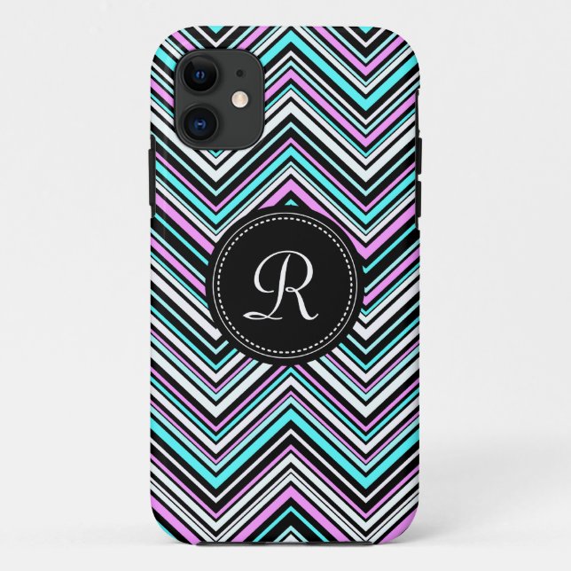 Monogrammed Feminine Tribal Chevron Pattern Case-Mate iPhone Case (Back)