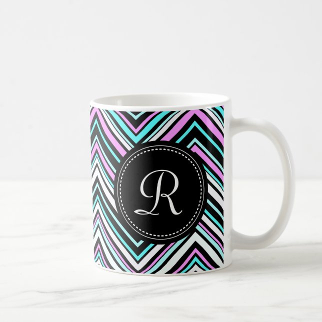 Monogrammed Feminine Tribal Chevron Pattern Coffee Mug (Right)