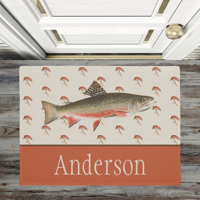 Monogrammed Fishermen Fly Fishing Brook Trout   Doormat (Creator Uploaded)