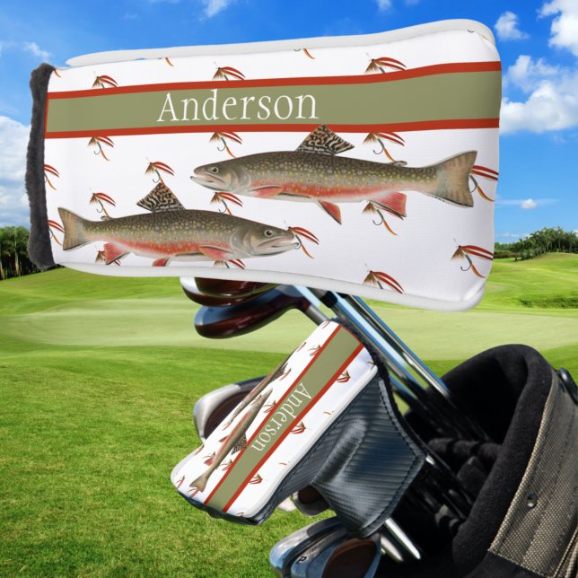 Monogrammed Fishermen Fly Fishing Brook Trout Golf Head Cover (Creator Uploaded)