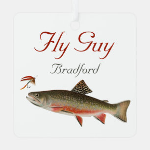 Monogrammed Fishermen  Fly Fishing lure  Metal Orn Metal Tree Decoration